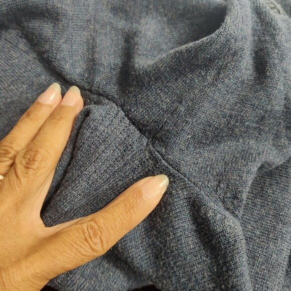 Hugo Boss Regular Fit Wool Cotton Blue Pullover Sweater Men Size M 1/2 Zip FLAW - Picture 15 of 16